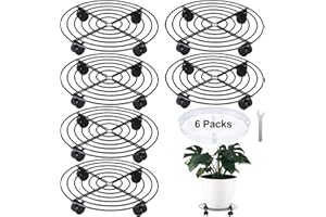 KVYUSFLOURISH 6 Packs 12 Inches Large Metal Plant Caddy with Wheels Rolling Plant Stands Heavy-duty Wrought Iron Plant Roller Base Pot Movers Plant Saucer on Wheels Indoor Outdoor Plant Dolly with Casters Planter Tray Coaster