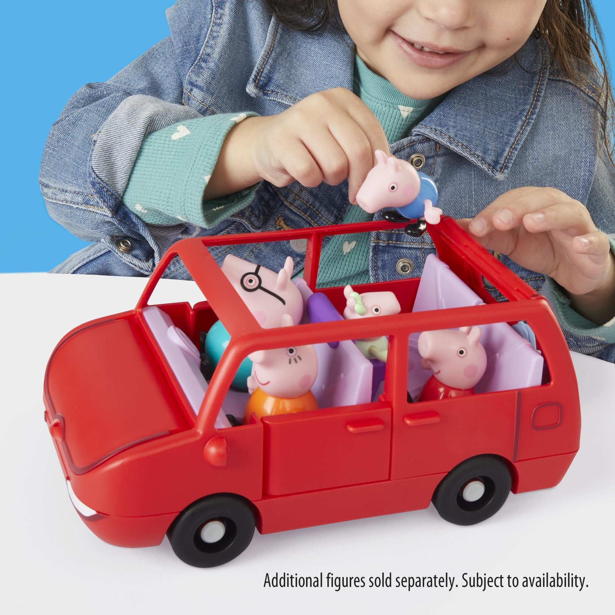 Peppa Pig Peppa's Big Family Car with 2 Figures (Fits 5), Toy Car Playset for Girls and Boys, Kids, Ages 3+