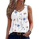 Zeagoo Tank Top for Women 2026 Summer Loose Fit Sleeveless Pleated Flowy Floral Tunic Dressy Blouse
