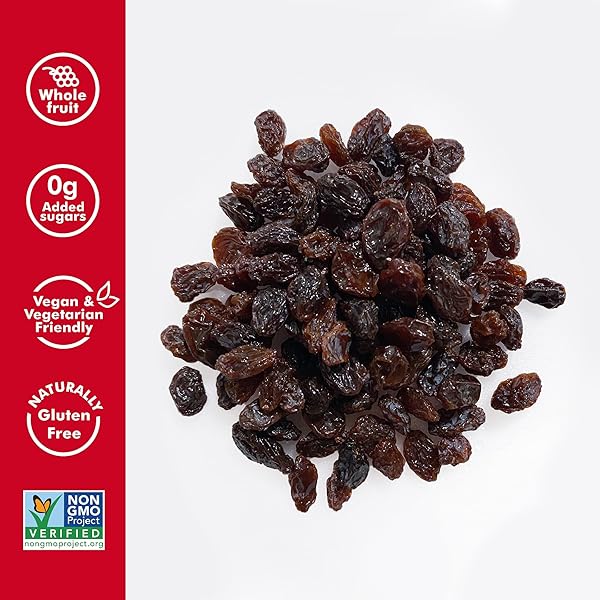 SUN-MAID CALIFORNIA SUN-DRIED RAISINS – (2 PACK) 32 OZ RESEALABLE BAG – DRIED FRUIT SNACK FOR LUNCHES, SNACKS, AND NATURAL SWEETENERS