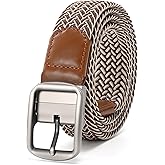 Mile High Life | Braided Stretch Elastic Belts | Pin Oval Solid Black Belt Buckle | PU Loop End Tip Men/Women/Junior Belt