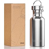 TRIPLE TREE 17 OZ Uninsulated Single Walled Stainless Steel Sports Water Bottle 18/8 Food Grade for Cyclists, Runners, Hikers, Beach Goers, Picnics, Camping - BPA Free