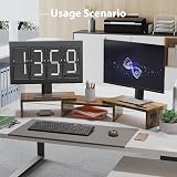 BONTEC Dual Monitor Stand Riser Rustic Brown with Phone Holder view 7