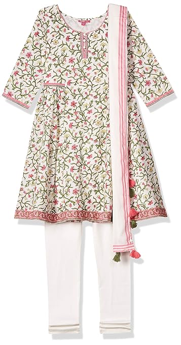 Girl's Cotton a-line Salwar Suit Set