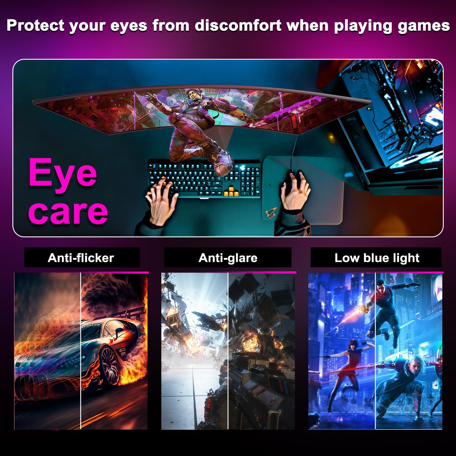 Minifire 27 Inch Curved Gaming Monitor 160Hz, Fhd 1920X1080, Pc Screen With Va Panel 1500R, 1Ms Gtg, Srgb130%, Computer Screen, Vesa Compatible, Eye Care Adaptive Sync Hdmi＆Dp Prots (Mfg27C1L) - View 7