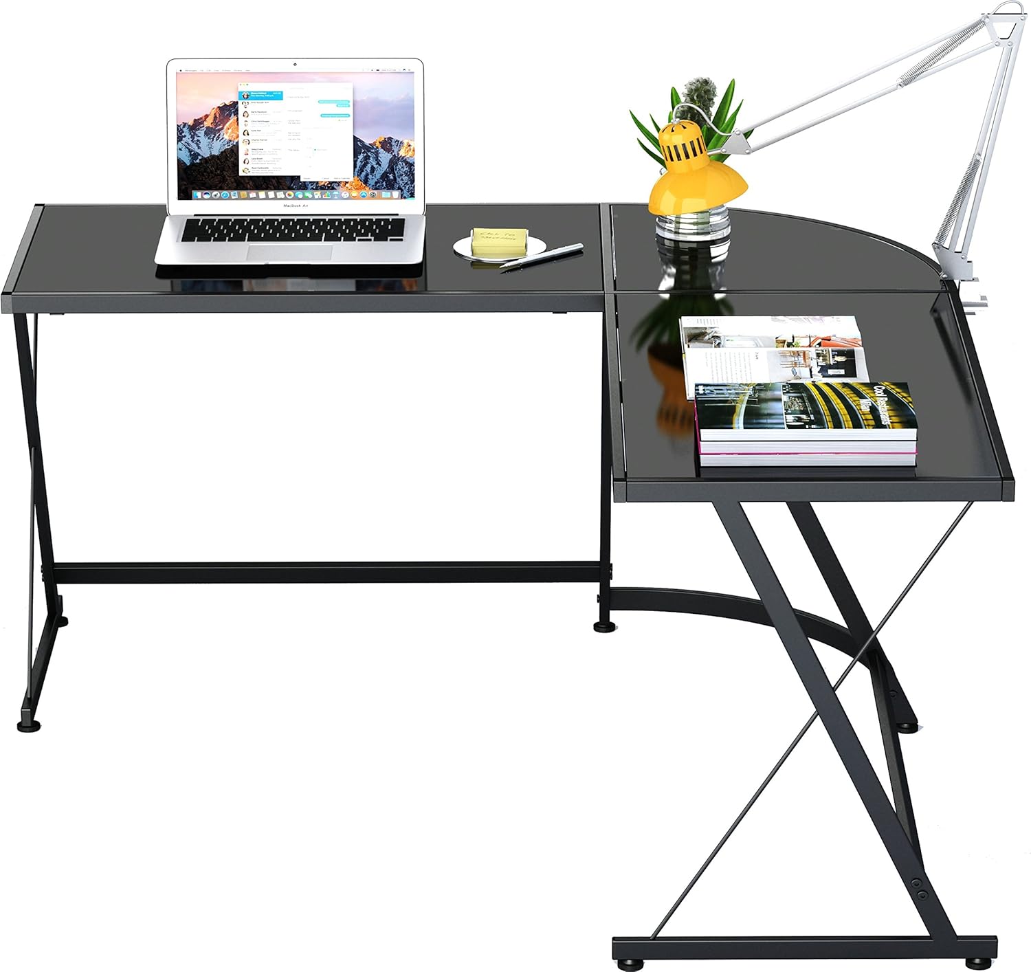 SHW L-Shape Corner Desk Computer Gaming Desk Table, Black: Home & Kitchen