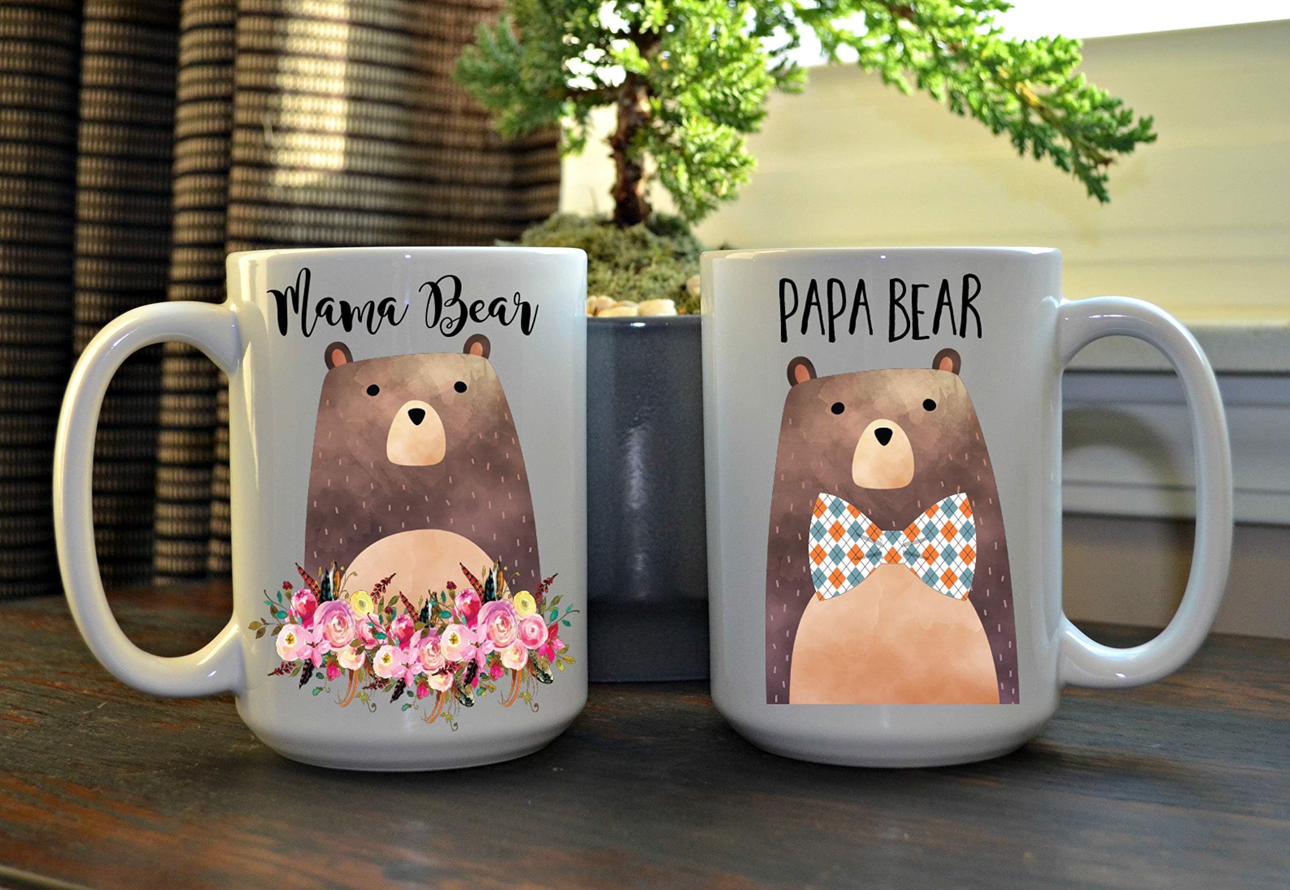 Papa and Mama Bear Mug Set Mugs for New Parents Parents to be Coffee Mugs Couples Coffee Mug Set Pregnancy Reveal Coffee Mugs