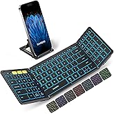 Samsers Foldable Bluetooth Keyboard with Numeric Keypad, Full-Size Wireless Folding Keyboards with Backlight, Portable Travel for iOS Android Windows Mac OS, Support 3 Device(BT5.1 x 3), Black