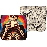 Cabreche 2 PCS Coin Purse Pouch Small Squeeze Soft PU Leather Mini Wallet Change Bag Cute Aesthetic for Women Girls Men-Skeleton Bat