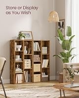 VASAGLE 7-Shelf Bookcase Rustic Brown LBC27BX Open Storage Display Stand view 3