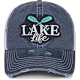InnoBeta Lake Life Hat, Lake House Gifts for Women, Lake Stuff, Adjustable Vintage Baseball Cap Washed Cotton Embroidered Hat