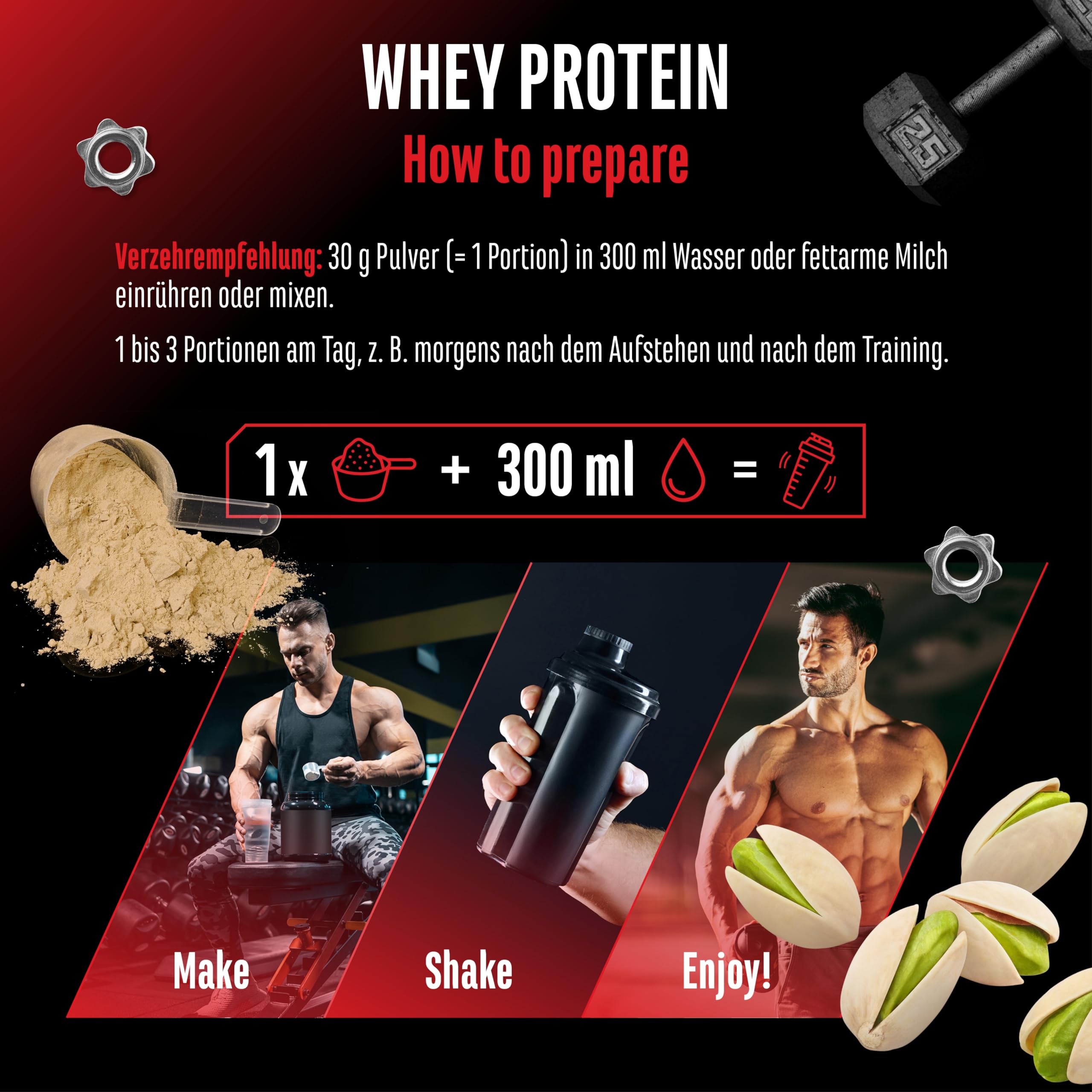 Whey Protein Pulver - 1000 g (Pistazie) - Mit Isolate Anteil - bis zu 22 g Protein pro Portion - Instant lösliches Eiweiß Protein Pulver mit BCAA & EAA 6