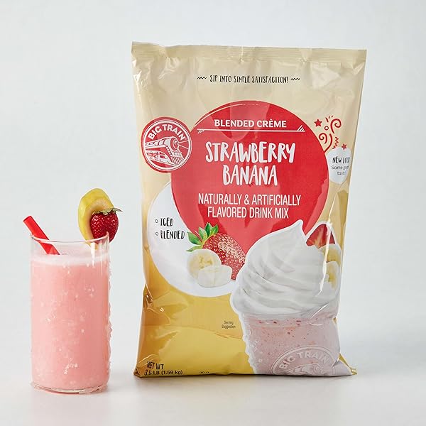 BIG TRAIN STRAWBERRY BANANA BLENDED CRÈME BEVERAGE MIX, 3.5 POUND (PACK OF 1)