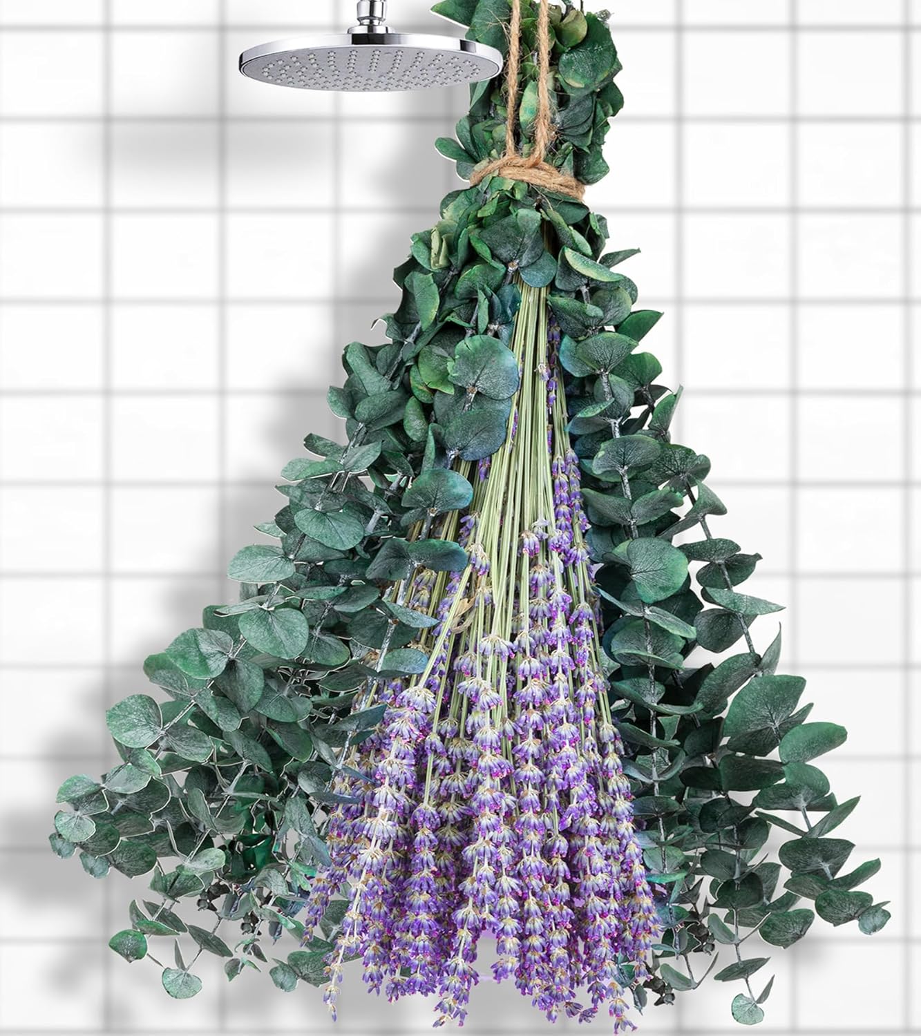 Dried & Preserved Flora - 115 Pcs Dried Eucalyptus Stems & Lavenders Flowers Bundles for Shower, 17'' Natural Real Live Eucalyptu Leaves Greenery Hanging Lavender Shower Plant,Eucalyptus for Bathroom Decor,Wedding,Vase Filler