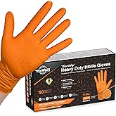 TitanFlex Heavy Duty Orange Industrial Nitrile Gloves with Raised Diamond Texture, Latex Free (6mil/8mil)