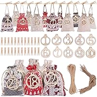 Kalolary Christmas Advent Calendar Bags 24 Days Countdown Calendar Burlap Bags Drawstring Gift Bags for Adults and Kids DIY C