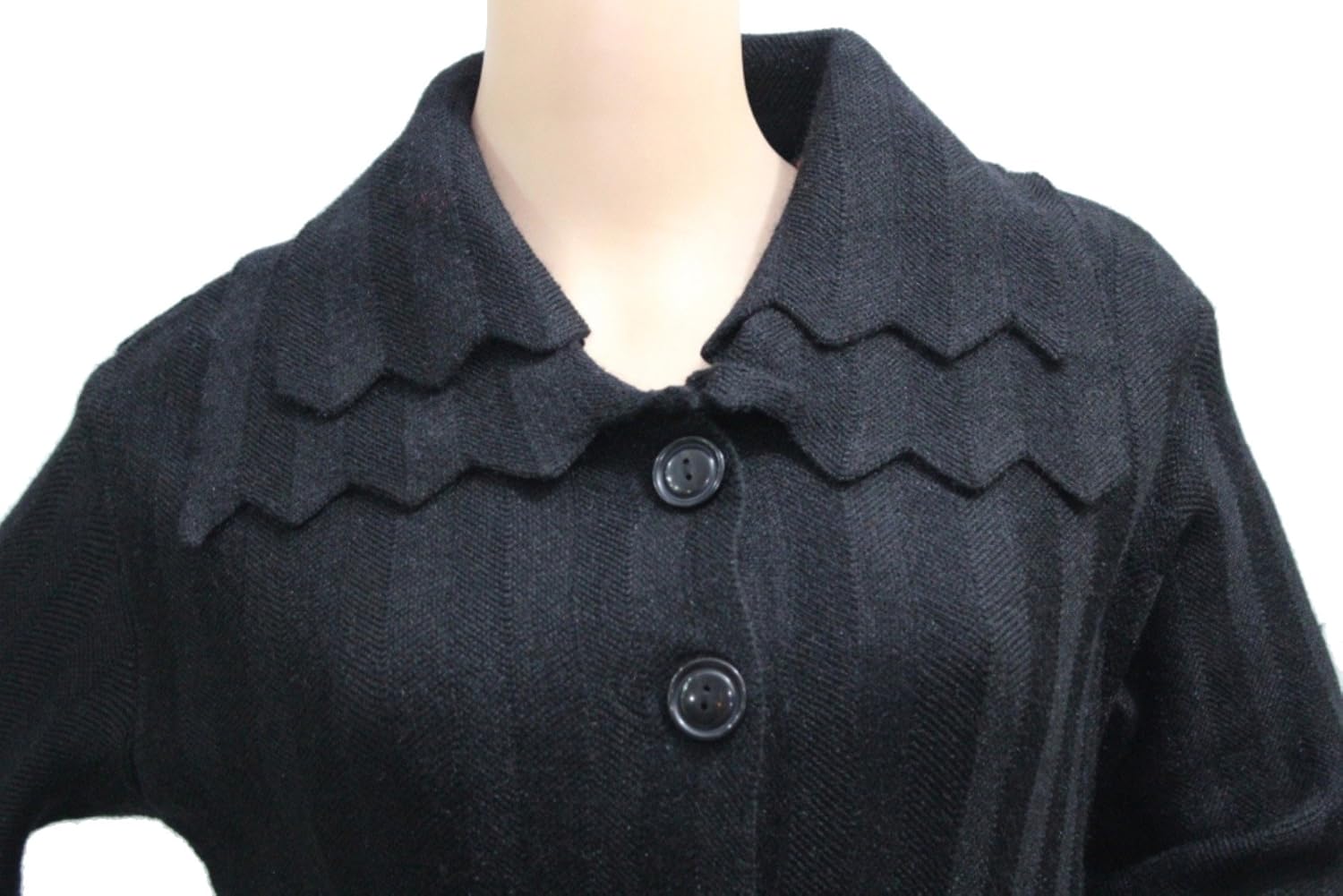 matelco women's woollen cardigan with collars (black, free size)