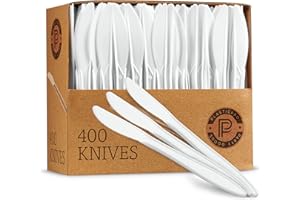 PLASTICPRO Cutlery 400 Mediumweight White Disposable Plastic Knives