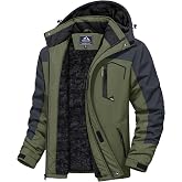 MAGCOMSEN Men's Winter Coats Water Resistant Ski Snow Jacket Warm Fleece Jacket Parka Raincoats With Hood Multi-Pockets
