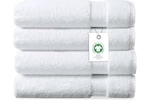 Delara Organic Cotton Luxuriously Plush Bath Sheet Pack of 4 | GOTS & OEKO-TEX Certified | Premium Hotel Quality Towels | Feather Touch Technology|650 GSM Long Staple|Soft, Quick Dry & Ultra-Absorbent