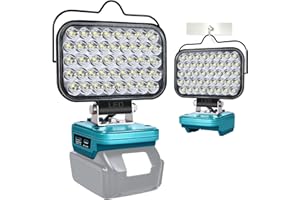 Fiihio Cordless LED Work Light Compatible with Makita 18V Battery, 90W 7000LM Flashlight Portable Flood Light with USB & Type C Ports, for Hiking, Emergencies,Job Site Lighting(No Battery)