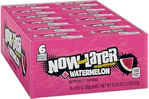Now and Later Candy, Watermelon Flavor, 0.93 Ounce Bars (Pack Of 24)