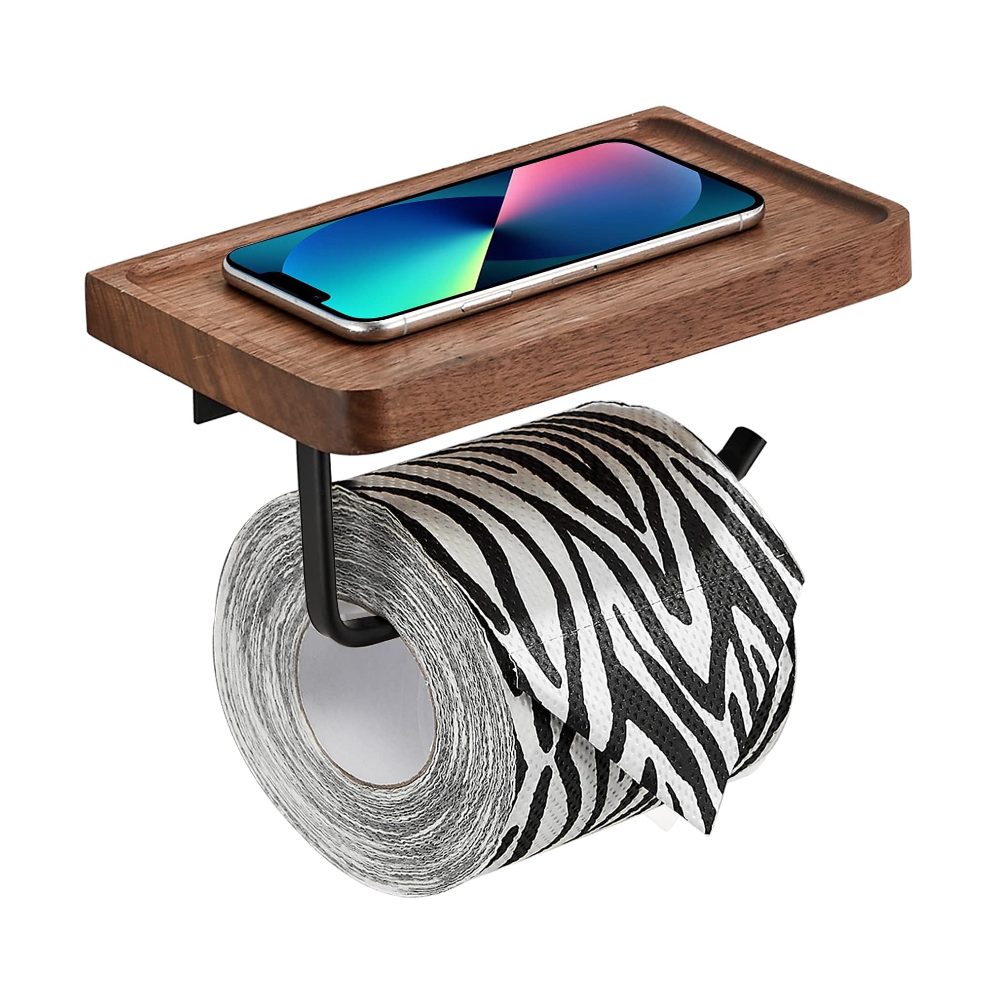 Black Tissue Roll Holder For Toilet, Bathroom Wooden Holder Wall Mounted, Decorative Toilet Roll Holder, Vintage Freestanding Toilet Roll Holder bathroom accessories