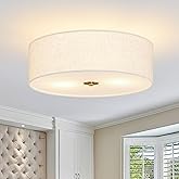 Bagood 12.6 Inch Flush Mount Ceiling Light 2-Light Drum Modern Gold Light Fixture Ceiling Light Fixture Close to Ceiling Ligh