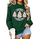 Christmas Sweatshirts for Women Funny Farm Fresh Christmas Tree Graphic Shirts Xmas Holiday Lightweight Pullover Tops