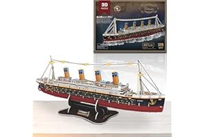 Fanbusa 3D LED Titanic Toys Puzzle for Adults to Build, Large Desk Decoration Titanic Model Sailboat, Watercraft Ship Puzzle with Lights for Men Women Wedding Anniversary Valentines Day Gifts