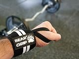 BEAR GRIP Weight Lifting Wrist Wraps Pair 18in x 3in Black White view 7