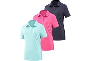 TVKSOM Women's Golf Polo Shirts Lightweight Moisture Wicking Short Sleeve Shirt Quick Dry Athletic Tennis Tops
