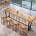 Solid Wood Bar Table,Modern Bar Height Table with Footrest,Rectangular Pub Tables Tall Counter Height Coffee Table,Live Edge Long Dining Table Kitchen Table,Only Table