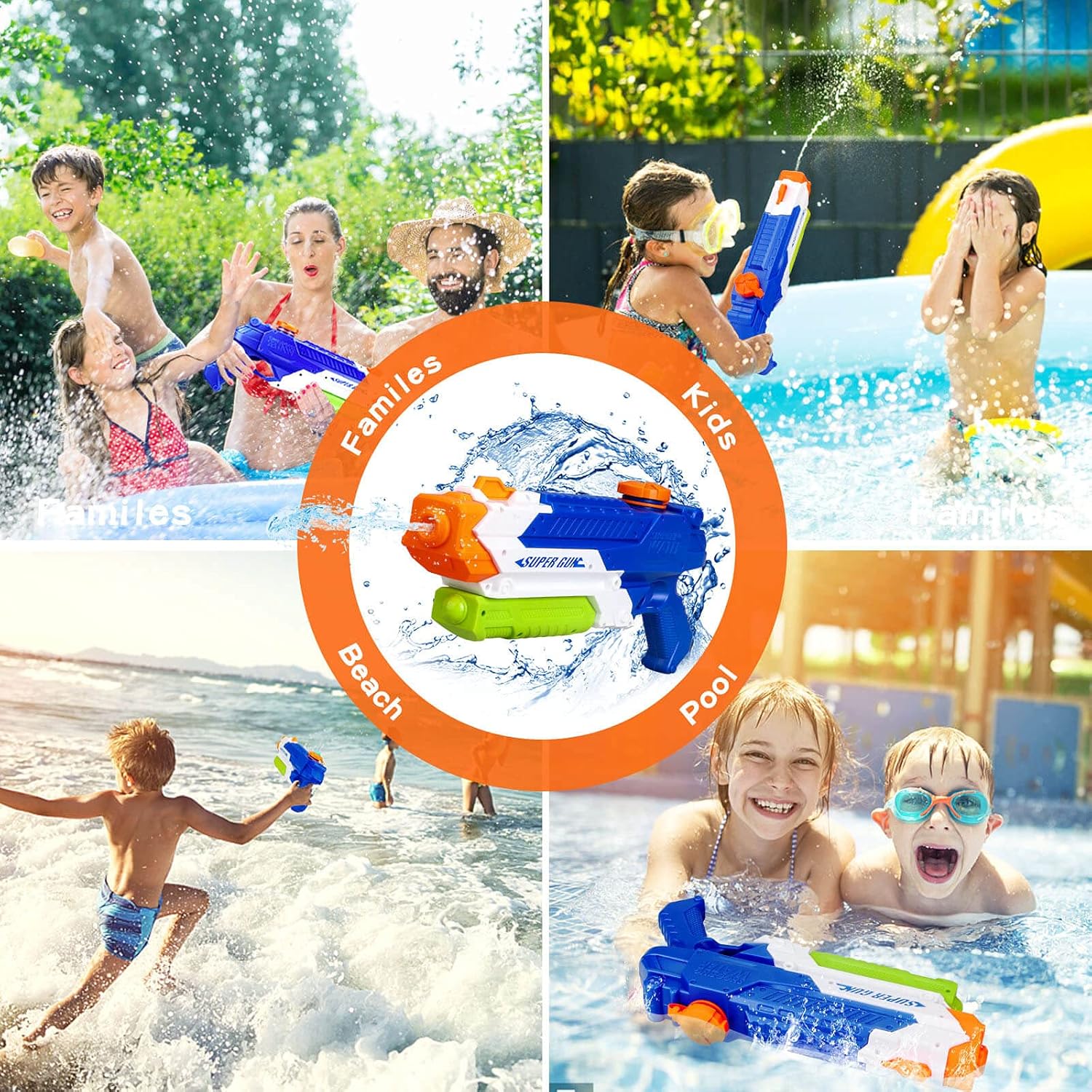 2021NEW Water Gun for Kids, 1000CC Squirt Gun for Kids, 2 Pack Water Guns for Kids, Water Blasters Squirt Guns for Kids, Water Squirt Guns for Adults, Watergun for Swimming Pool Beach Sand Play Gifts: Toys & Games