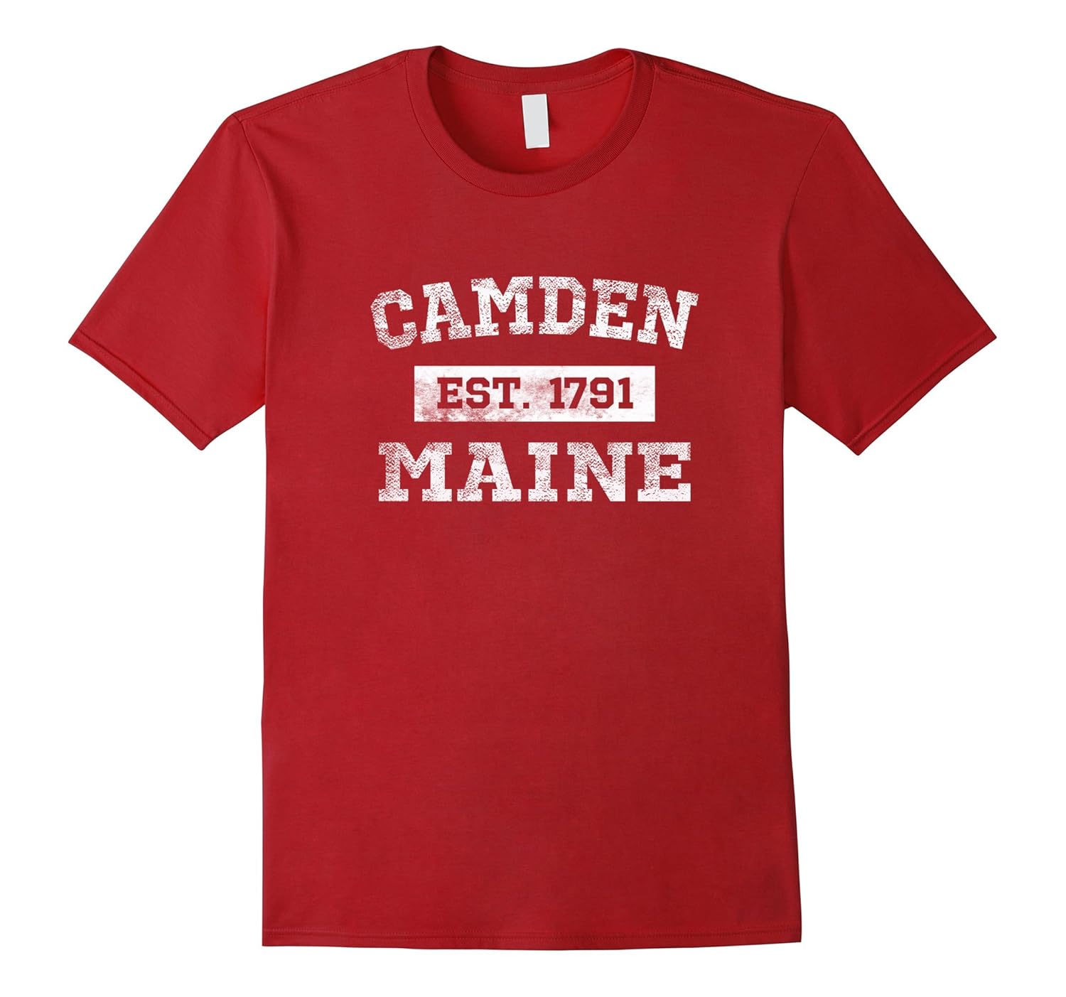 Camden Maine T Shirt Est. 1791 Distressed-Rose