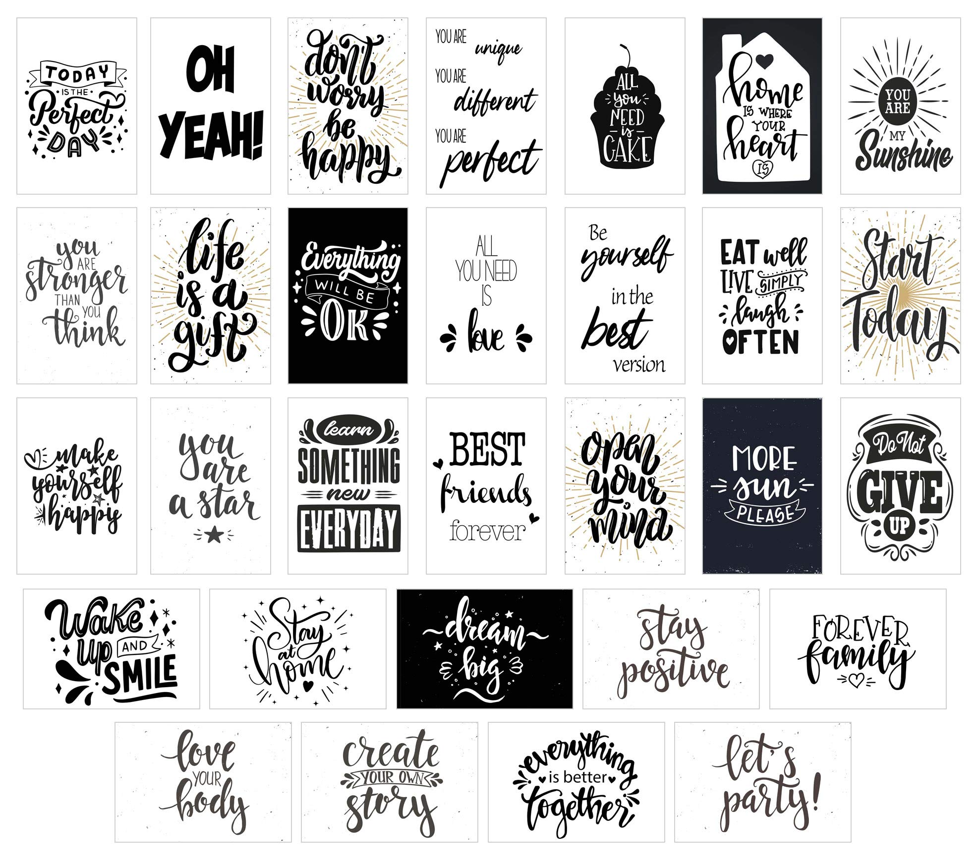 Edition Seidel Set of 30 Postcards Life & Moments with Sayings - Cards with Saying, Gift, Black and White, Love, Friend, Life, Motivation, Birthday Cards English
