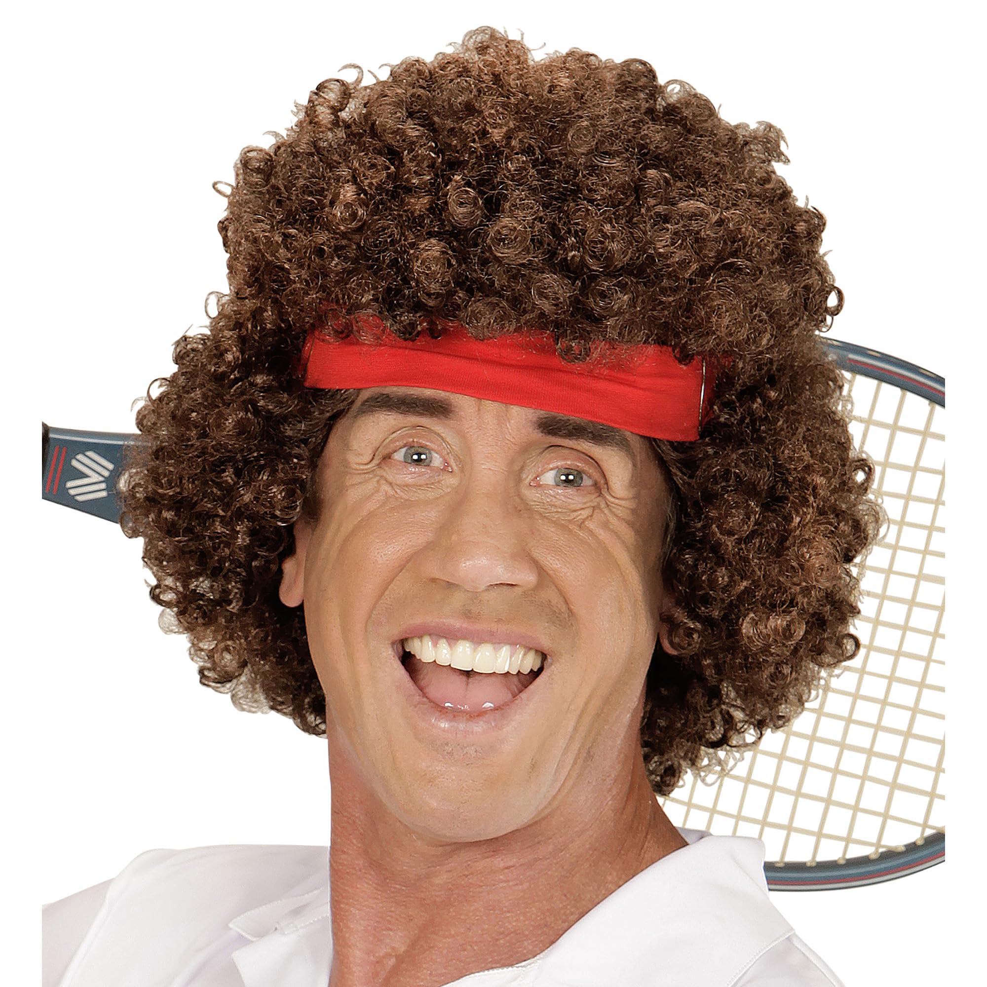 W WIDMANN MILANO Party Fashion - Tennis Wig for Men, Sports, Fans, Training, 80s, Carnival, Theme Parties