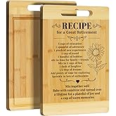 Kikcoin Retirement Gifts for Woman - Bamboo Cutting Boards for Kitchen, Retired Cutting Board Gift Leaving Job Gifts for Coworkers Happy Retirement Party Decorations, Large Cutting Board 13.8" X 9.8"