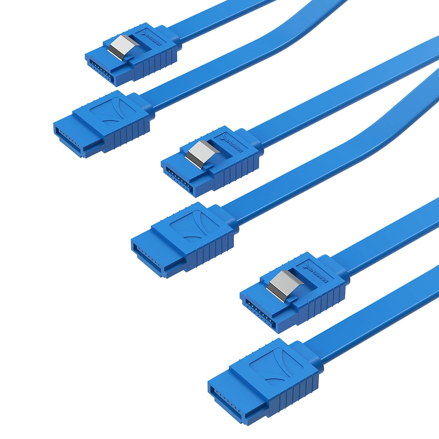 SABRENT 6Gbps SATA III Cable (3 Pack), 50 cm, Blue with Locking Latch for HDD/SSD, SATA I & II, Straight