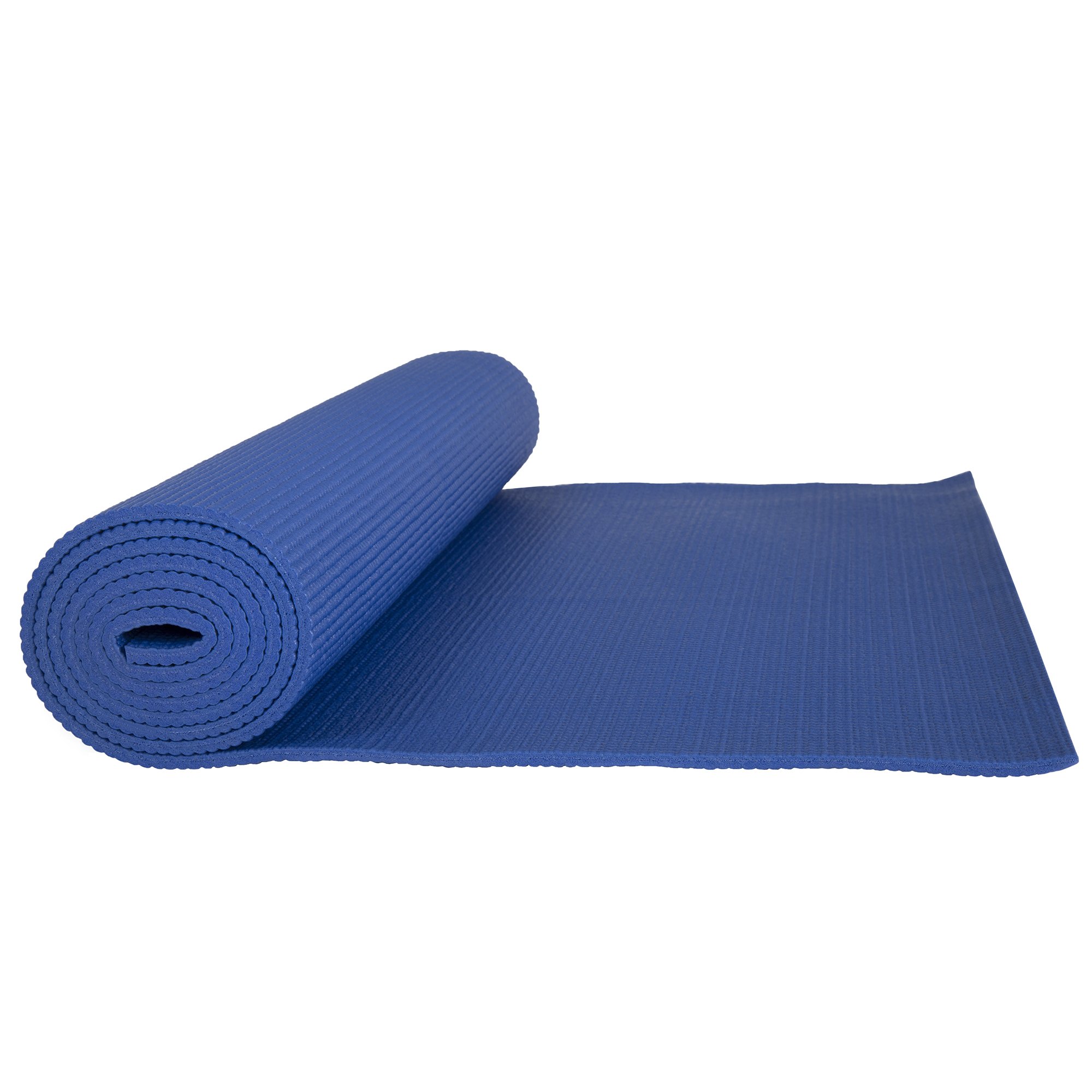 Yoga Mat - Double Sided 1/4-Inch Workout Mat - 71x24-Inch Exercise Pad for Home Gym Fitness or Pilates with Carrying Strap by Wakeman (Blue) - Image 5