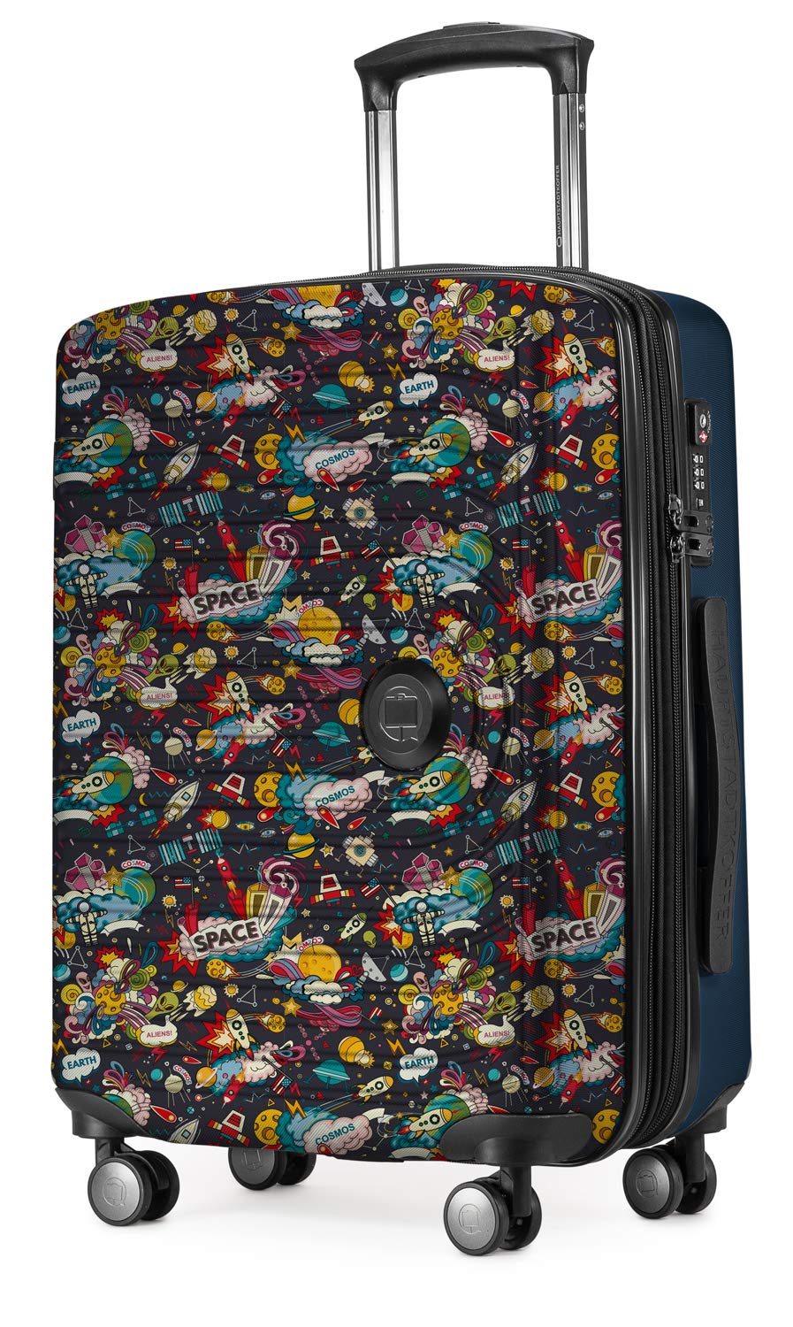 Hauptstadtkoffer - Mitte - Hand Luggage, 2.9 kg Child's Play, TSA, Hard-Shell Suitcase, Trolley with 4 Wheels, Hand Luggage 55 cm, 42 liters, Suitcase Motif, Space Dark Blue