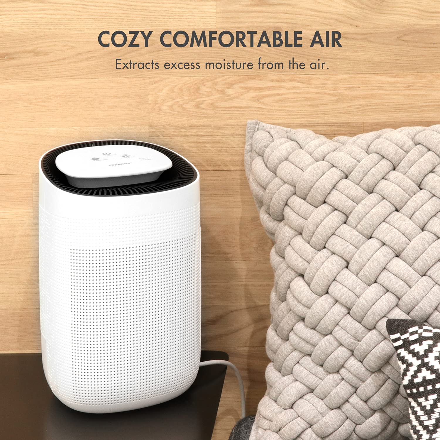 Tenergy Sorbi 1000ml Air Dehumidifier w/Purifying Function, True HEPA Filter, Auto Shutoff, Touch Control Adjustable Air Speed, Ultra-Quiet, Ideal for Closets & Bathrooms