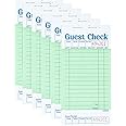 Officeva Guest Checks Server Note Pads 6 Pack 300 Orders, Green Guest Check Pads with Bottom Receipt, Waitress Notepad for Restaurant Business