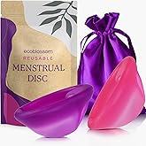 Ecoblossom Reusable Menstrual Disc - Menstrual Cup - Soft Period Disc for Women Designed with Tab, Medical-Grade Silicone Period Cup [S (Violet) & M (Magenta)]