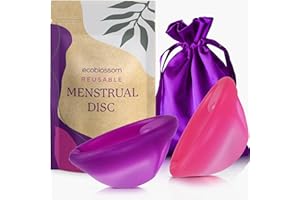 Ecoblossom Reusable Menstrual Disc - Menstrual Cup - Soft Period Disc for Women Designed with Tab, Medical-Grade Silicone Period Cup [M (Magenta) & L (Violet)]