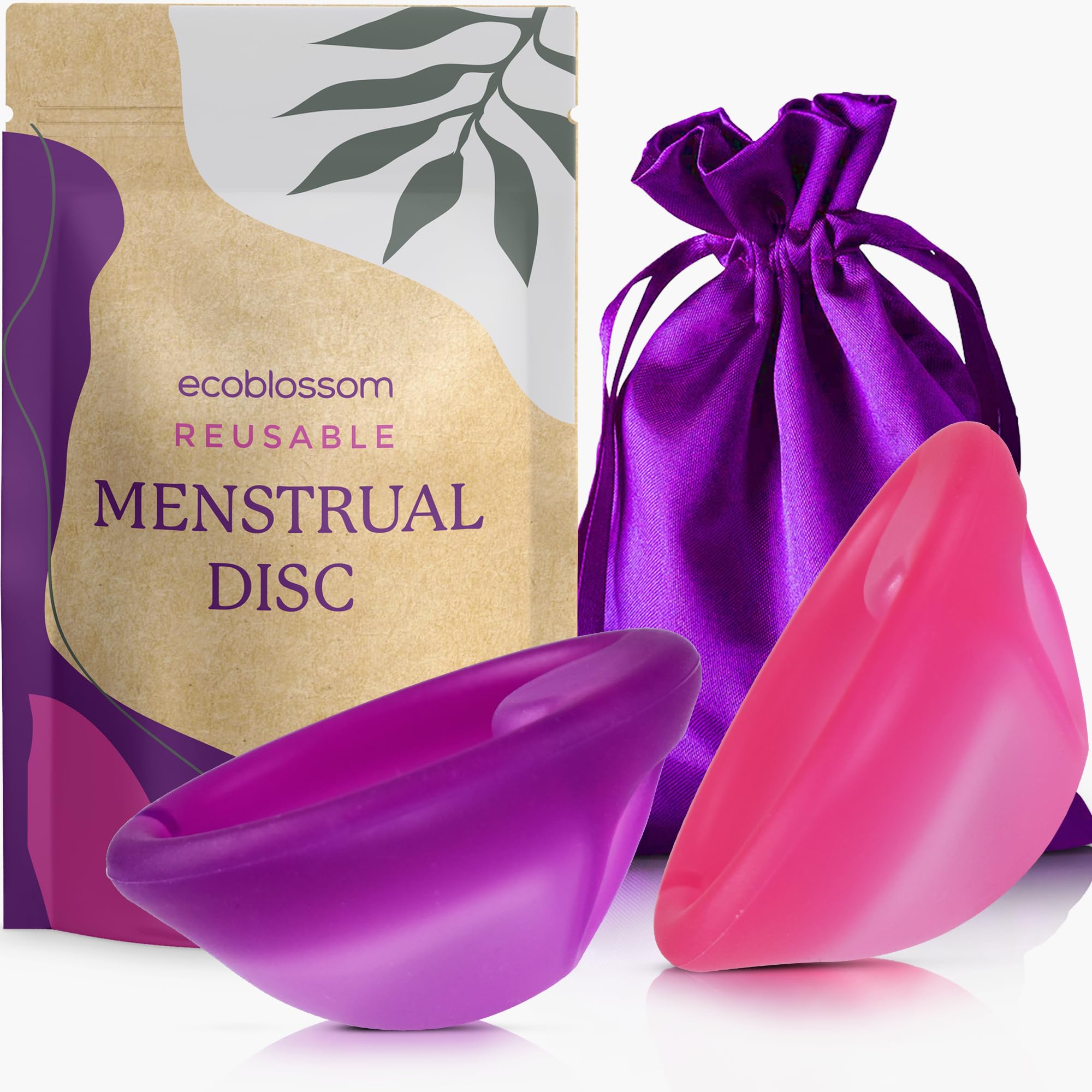 Photo 1 of Ecoblossom Reusable Menstrual Disc - Menstrual Cup - Soft Period Disc for Women Designed with Tab, Medical-Grade Silicone Period Cup [M (Magenta) & L (Violet)]