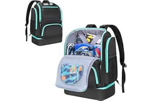 GOBUROS Swim Bag for Swimmers with Shoe Compartment, Swim Backpack for Men and Women, Swimming Bag with Multiple Pockets for Swim Gear Organization, Black