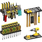 UNITEDPOWER Wall Mount Hand Tool Storage Set, Screwdriver Organizer, Pliers Holder, Hammer Rack, Metal Hardware Tray for Garage Workshop Workbench - 4 Pack