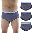 Wearever Incontinence Underwear for Men - Reusable & Washable Men's Bladder Control Briefs with Regular Absorbency - Leak Proof Underwear (Pack of 3) (Gray) (L)