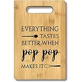 FONDCANYON Pop Pop Gifts, Pop Pop Grandpa Father’s Day Birthday Gifts Bamboo Cutting Board Kitchen Decor, Anniversary Pop Pop Kitchen Gifts Cutting Boards for Kitchen, Pop Pop Gifts from Grandkids